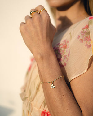 Heart Initial Bracelet (Gold) - Bangili