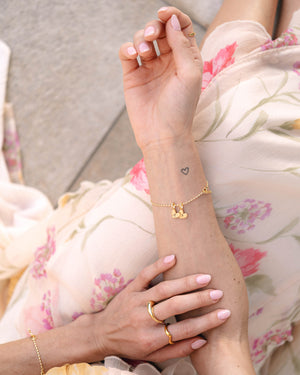 Heart Initial Bracelet (Gold) - Bangili