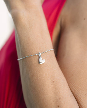 Heart Initial Bracelet (Silver) - Bangili