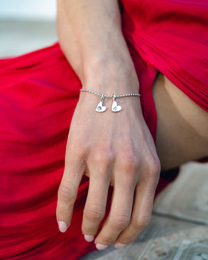 Heart Initial Bracelet (Silver) - Bangili