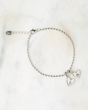 Heart Initial Bracelet (Silver) - Bangili