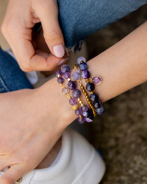Pulsera de Hematitas con Link de Cristal Druzy - Bangili