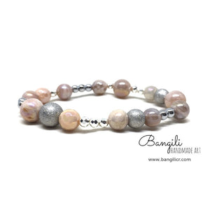 Pulsera de Piedra Luna con Hematitas Plateadas - Bangili