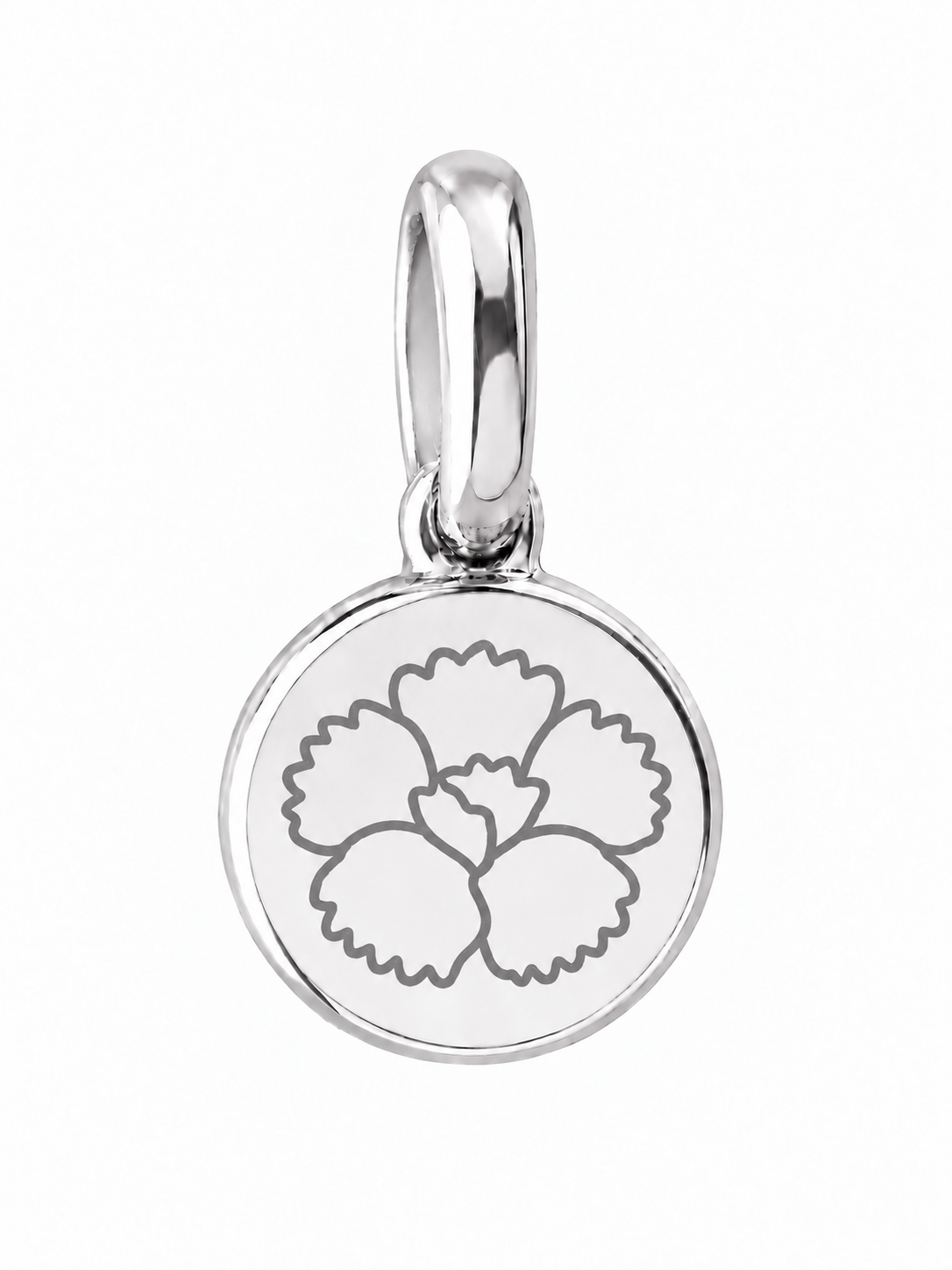 Silver Birth Flower Necklace | Enero (Clavel)