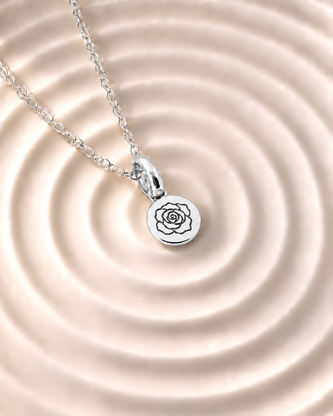 Silver Birth Flower Necklace | Junio (Rosa)