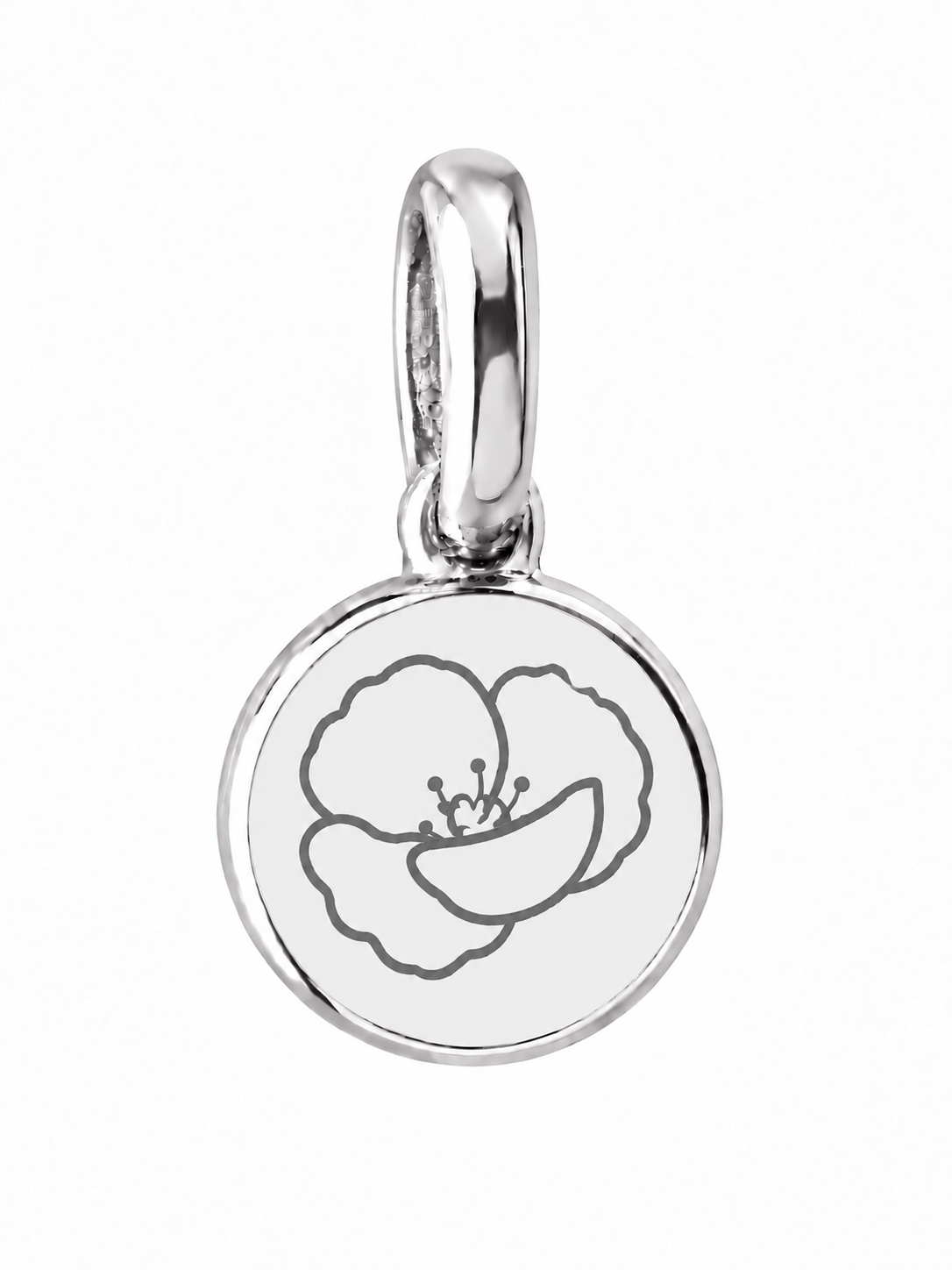 Silver Birth Flower Necklace | Agosto (Amapola)