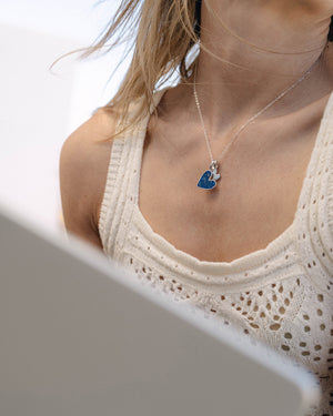 Something Blue Initial Necklace (Silver) - Bangili