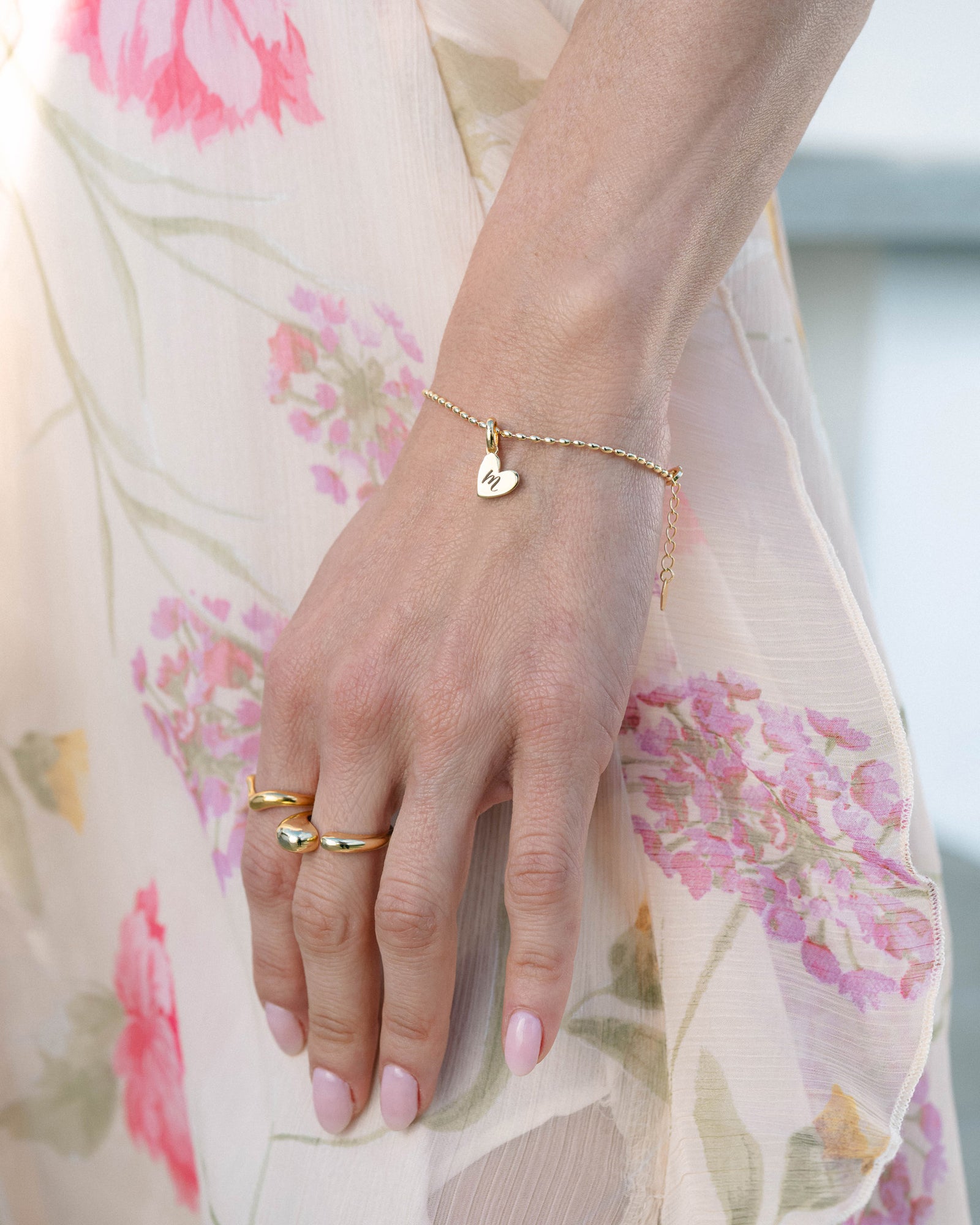 Heart Initial Bracelet (Gold) - Bangili