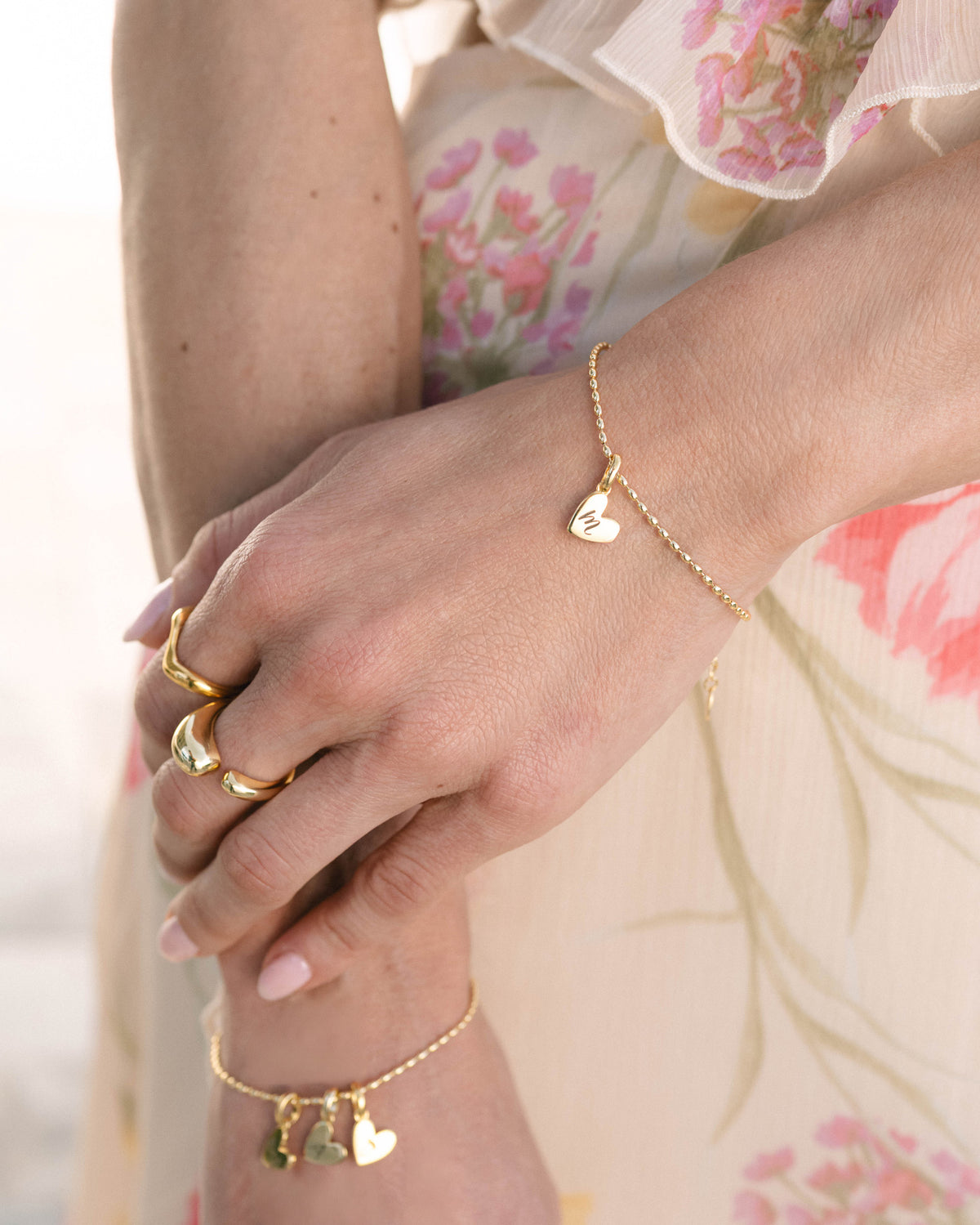 Heart Initial Bracelet (Gold) - Bangili