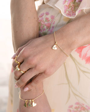 Heart Initial Bracelet (Gold) - Bangili
