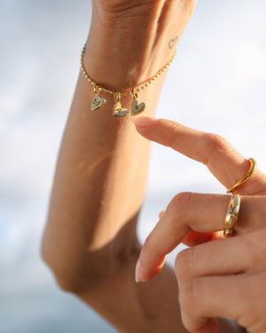Heart Initial Bracelet (Gold) - Bangili