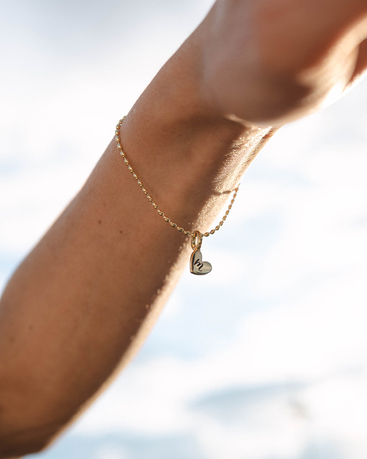 Heart Initial Bracelet (Gold) - Bangili