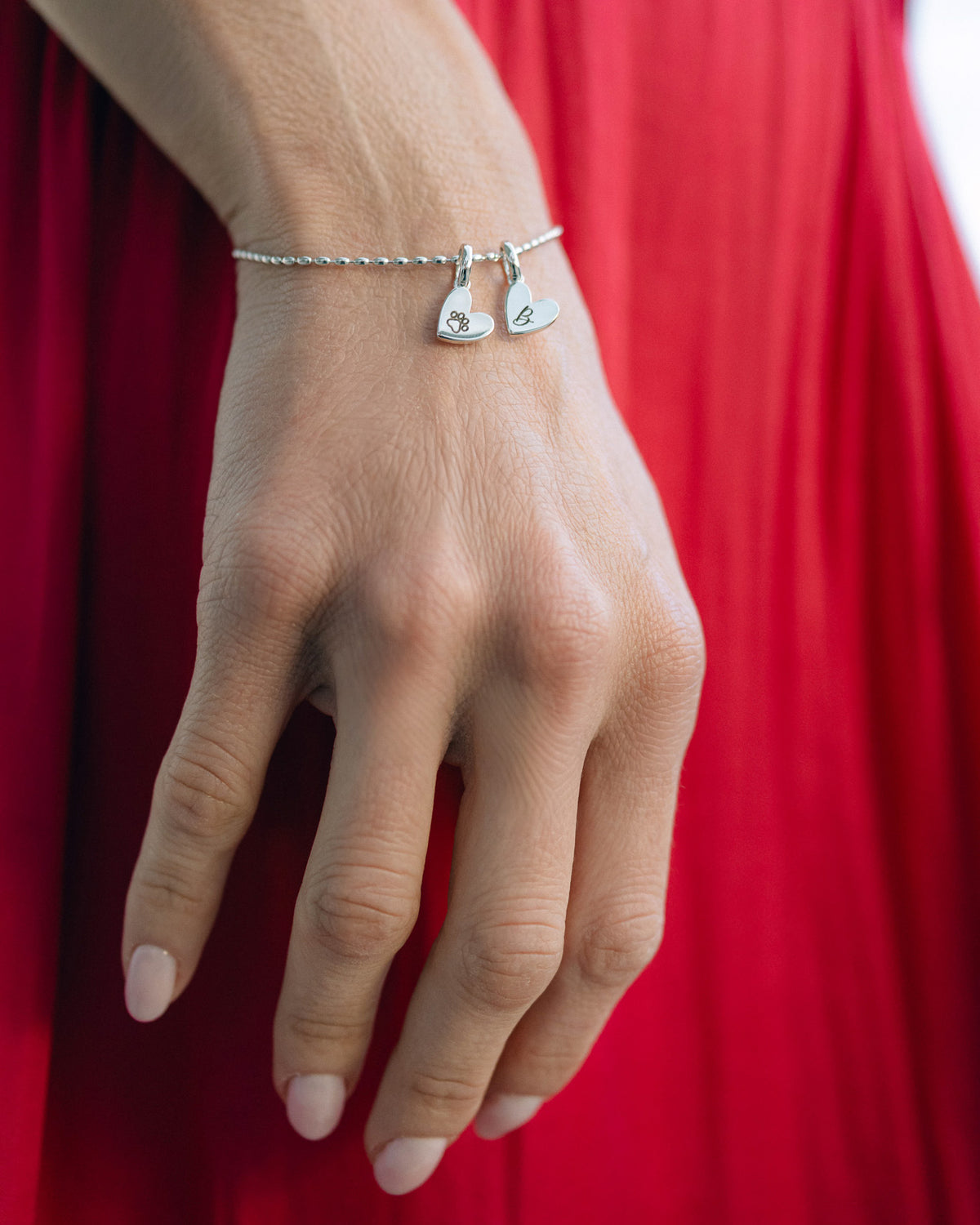 Heart Initial Bracelet (Silver) - Bangili