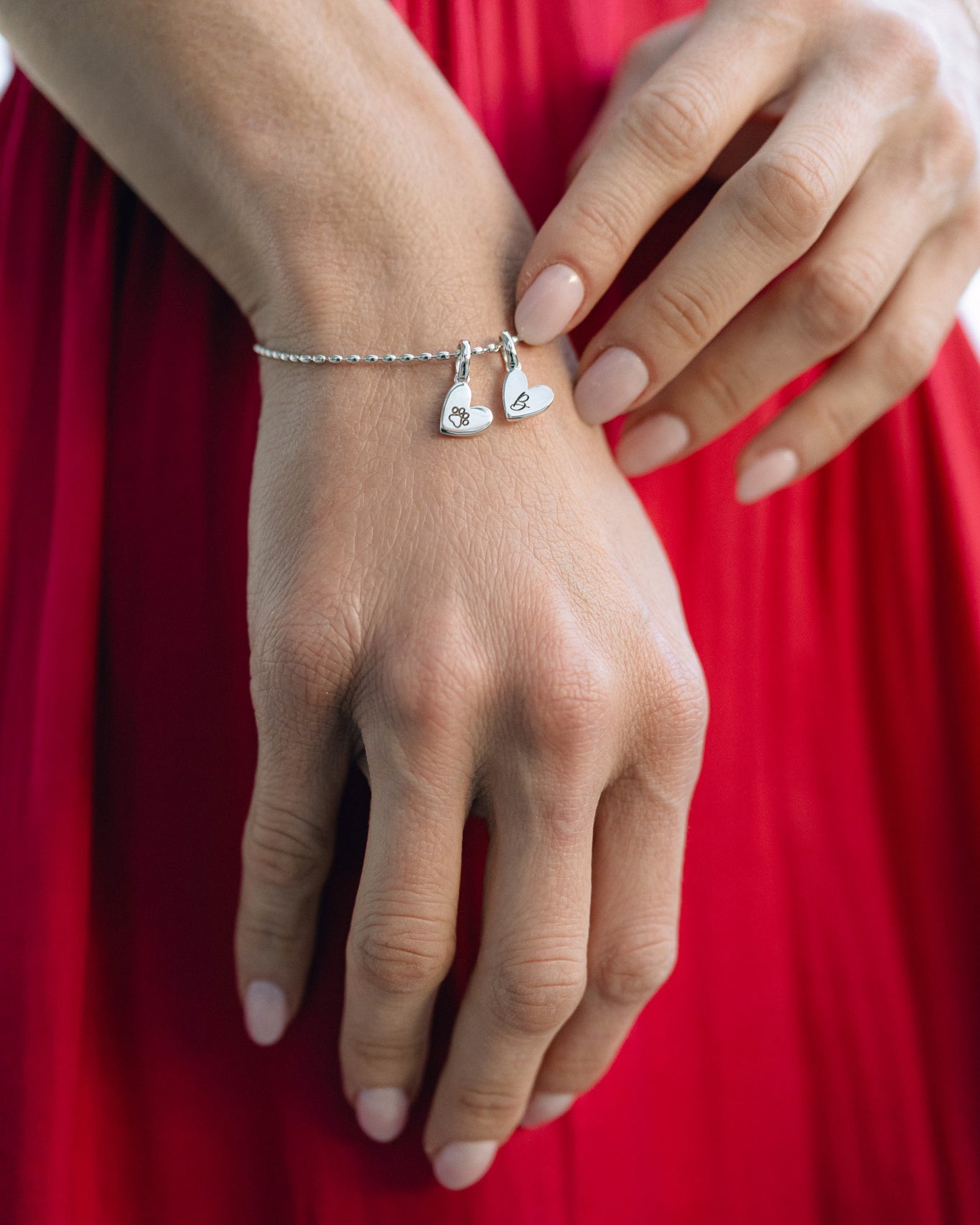 Heart Initial Bracelet (Silver) - Bangili