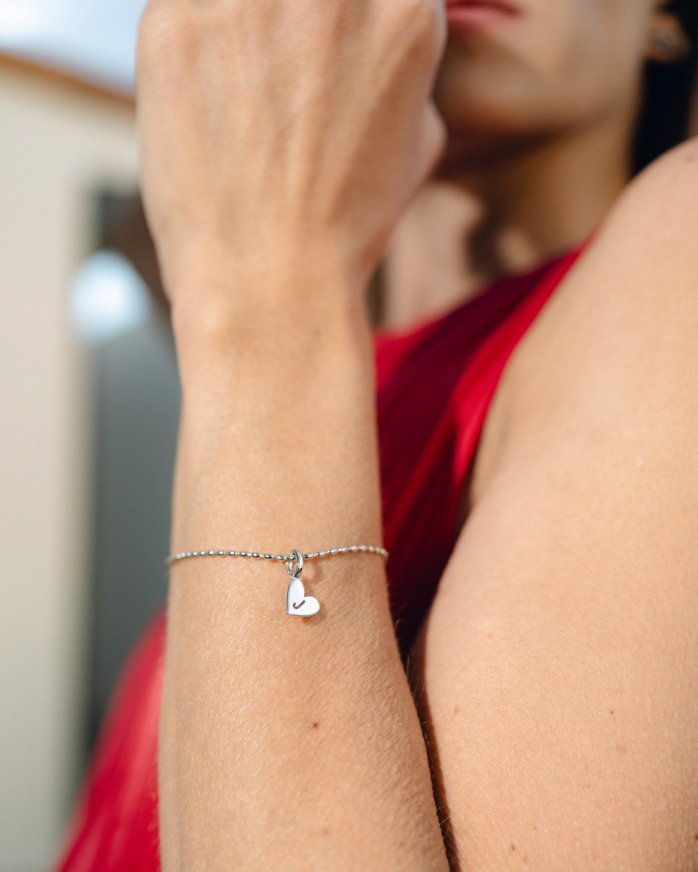 Heart Initial Bracelet (Silver) - Bangili