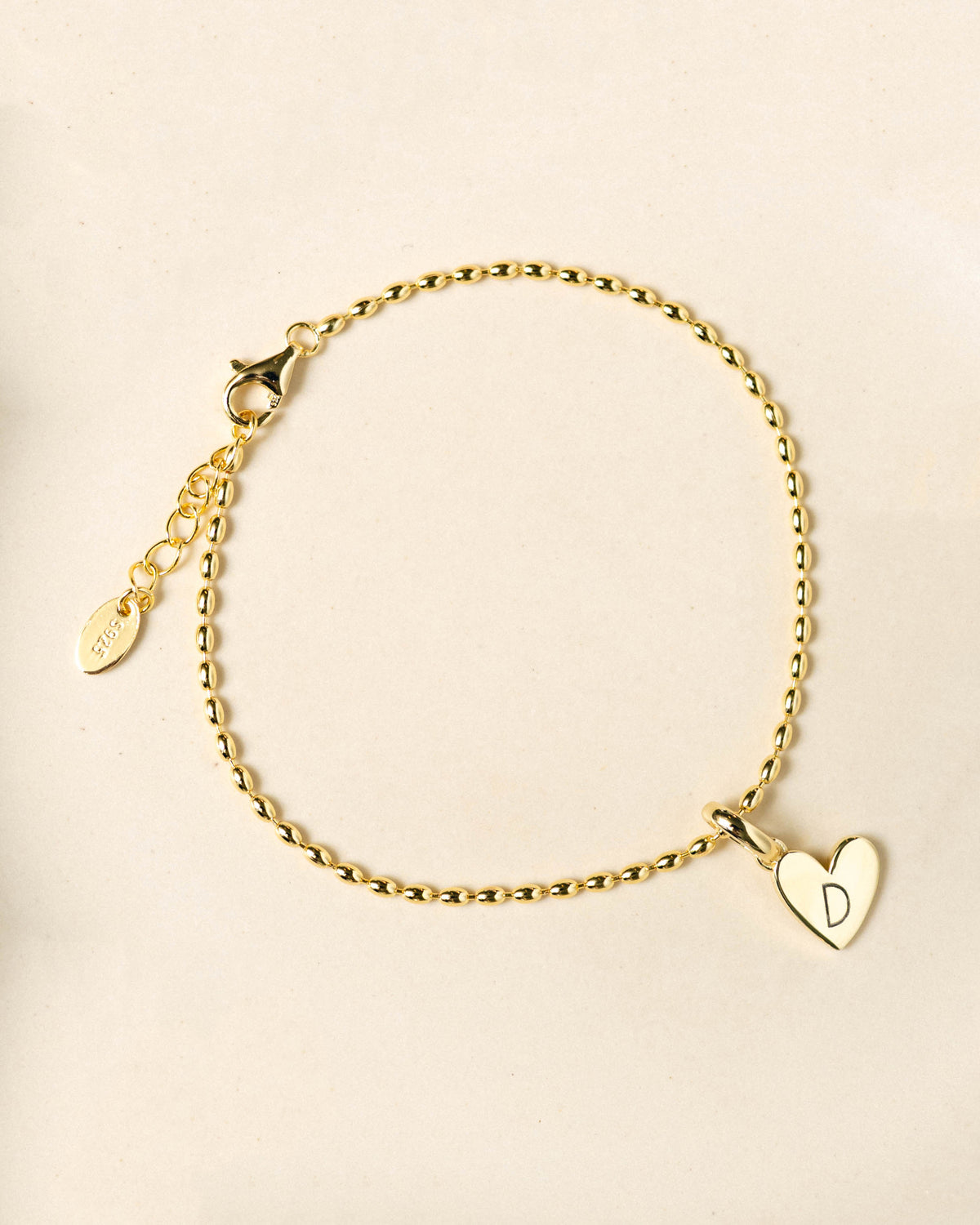 Heart Initial Bracelet (Gold) - Bangili