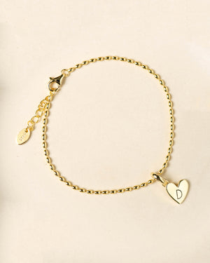 Heart Initial Bracelet (Gold) - Bangili