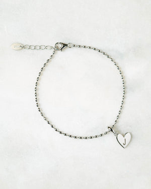Heart Initial Bracelet (Silver) - Bangili