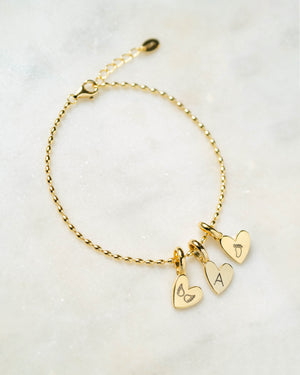 Heart Initial Bracelet (Gold) - Bangili
