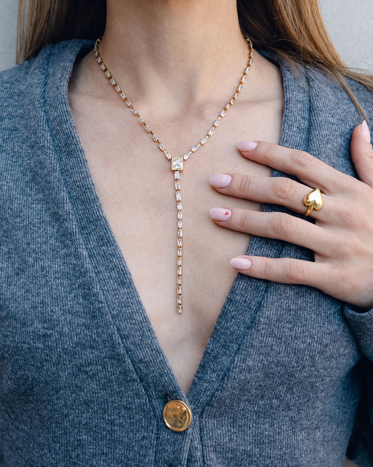 Baguette Lariat Necklace - Bangili