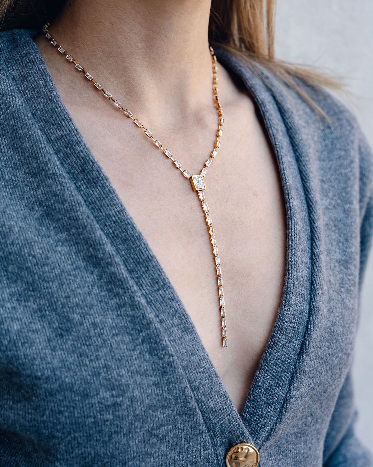 Baguette Lariat Necklace - Bangili