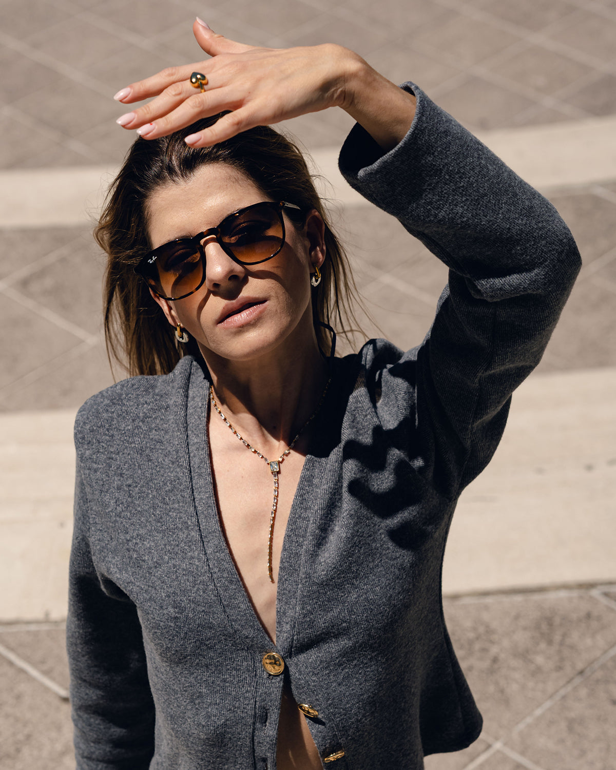 Baguette Lariat Necklace - Bangili