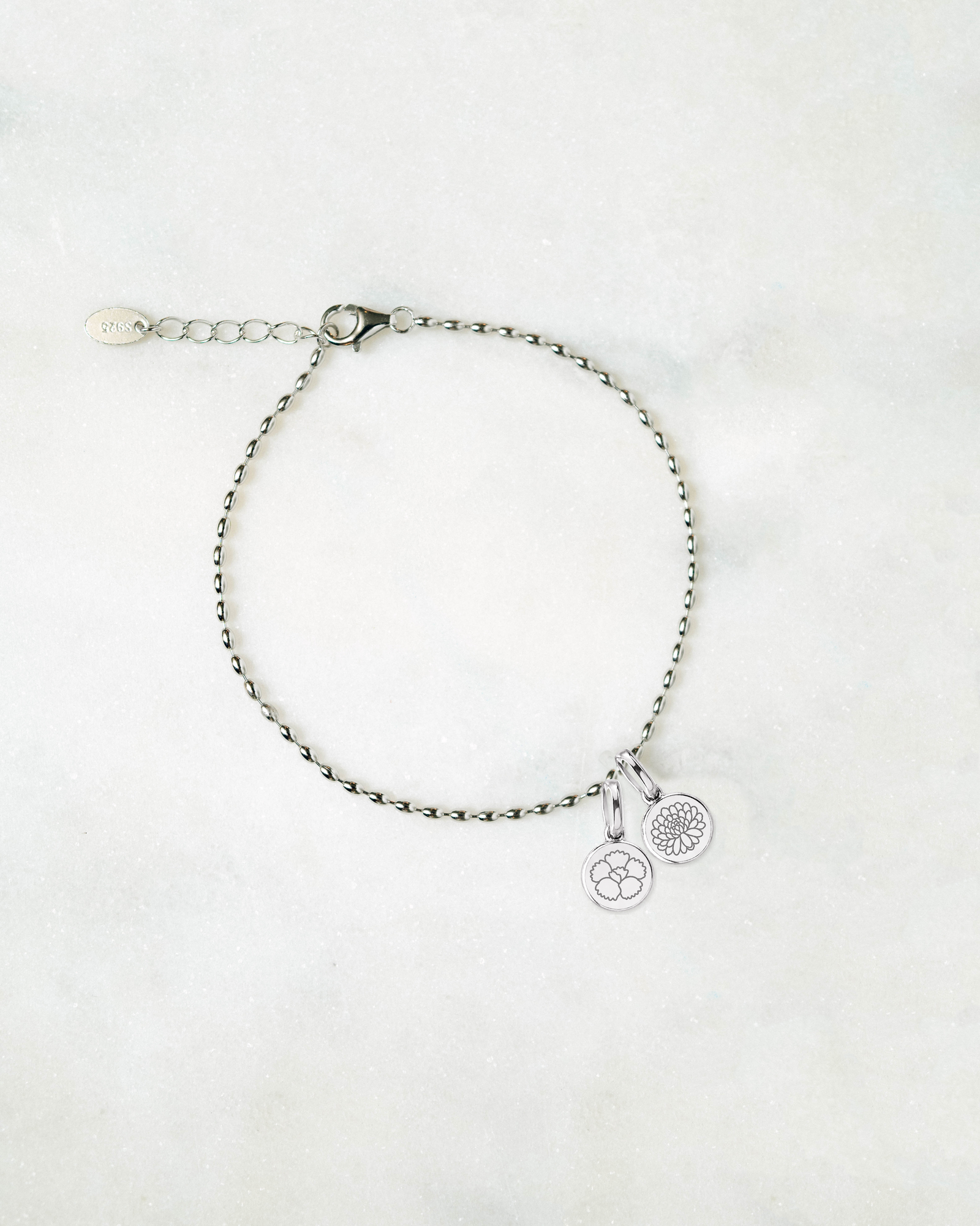 Birth Flower Bracelet (Silver) - Bangili