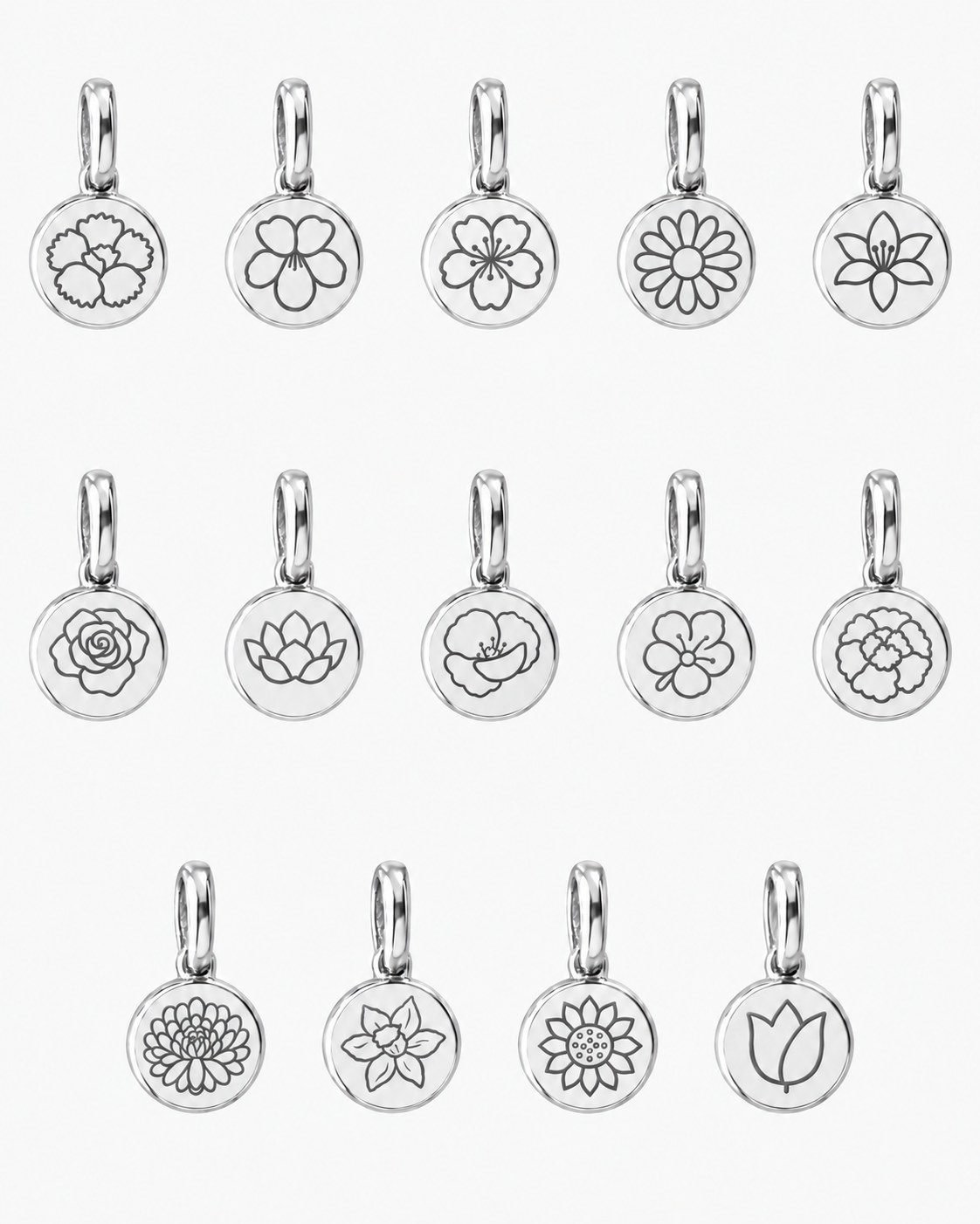 Silver Birth Flower Necklace | Febrero (Violeta)
